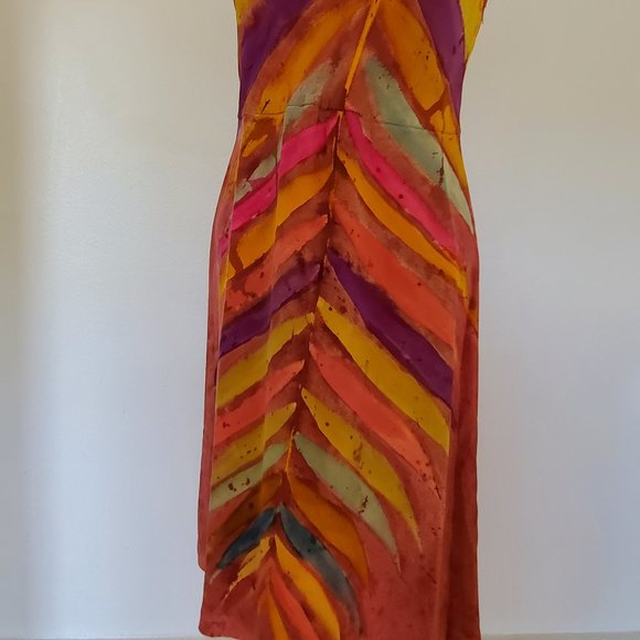 Silk Short Dress african batik purple yellow gold pink red blue rainbow festival - Picture 5 of 9